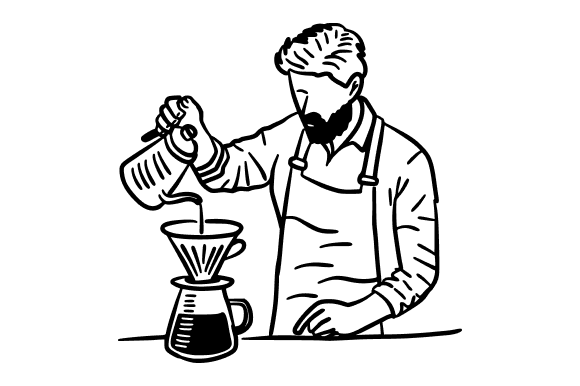Coffee Brewer Pouring Hot Water: Graphics & Illustrations Review