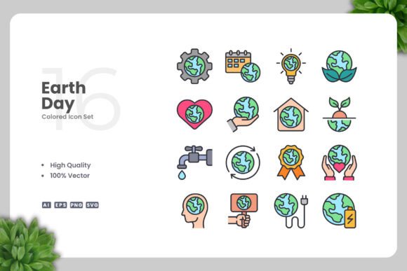Earth Day Colored Icons: A Designer's Review of Graphics and Icons