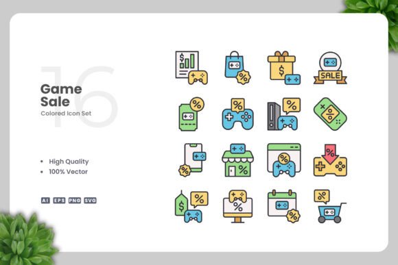 Game Sale Colored Icons: A Designer's Review for Real Embroidery Projects