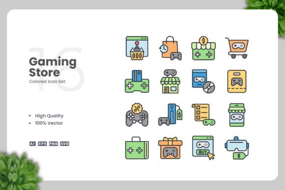 Gaming Store Colored Icons for Modern Graphics