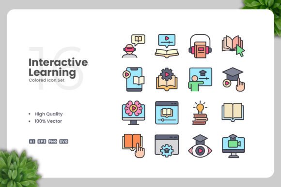 Interactive Learning Colored Icons for Digital Product Creators