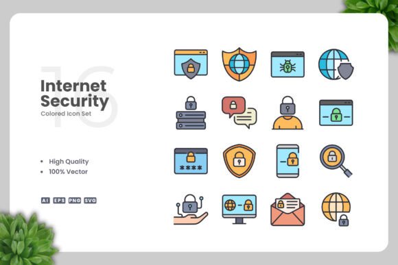 Internet Security Colored Icons - A Versatile Graphic Asset for Digital Sellers