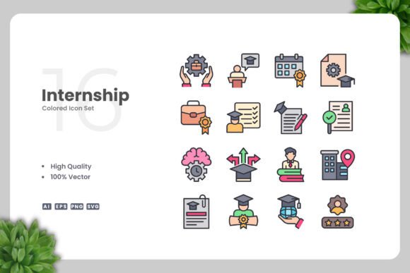 Internship Colored Icons for Modern Graphic Design