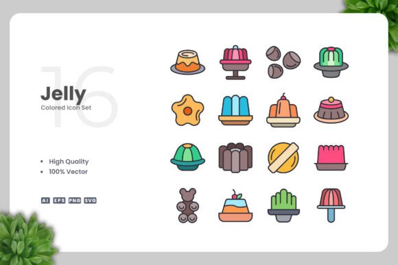Jelly Colored Icons for Modern Graphics and Branding