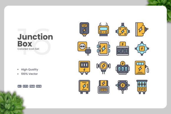 Junction Box Colored Icons - Versatile Graphics for Handmade Creations