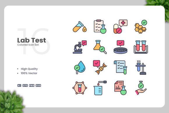 Lab Test Colored Icons for Modern Graphics