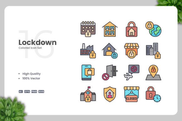 Lockdown Colored Icons: A Versatile Graphic Asset for Modern Content Design