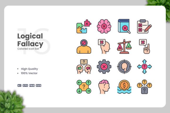 Logical Fallacy Colored Icons: A Versatile Graphic Design Asset