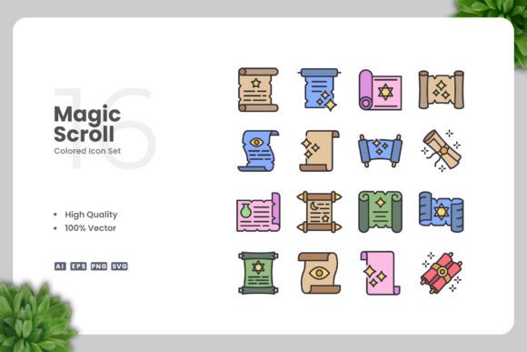 Magic Scroll Colored Icons - Clean Graphics for Modern Branding