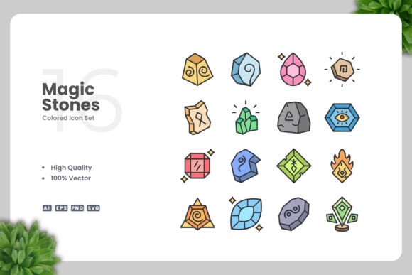 Magic Stones Colored Icons – A Versatile Graphic Asset for Design Projects
