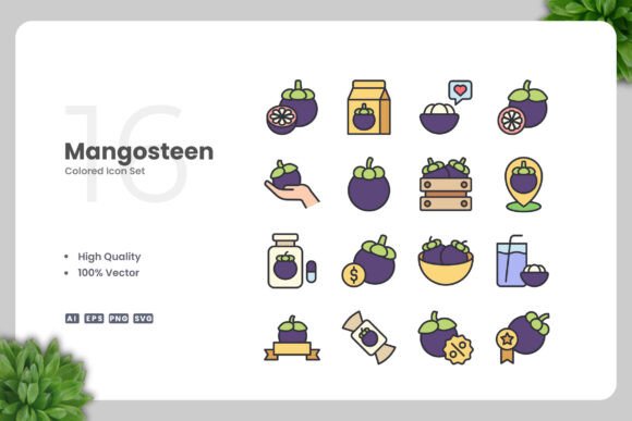 Mangosteen Colored Icons - A Modern Graphic Asset for Content Publishers