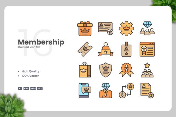 Membership Colored Icons for Local Business Branding