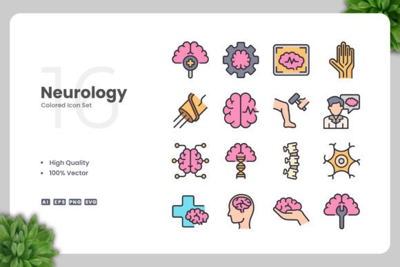 Neurology Colored Icons for Modern Branding and Marketing
