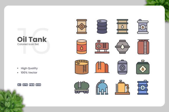 Oil Tank Colored Icons - Clean Graphics for Modern Branding