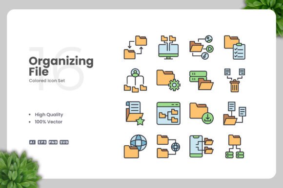 Organizing File Colored Icons for Modern Graphics
