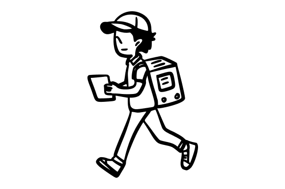 Postman Holding a Package Doodle: Essential Graphics & Illustrations