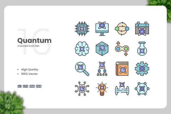 Quantum Colored Icons: A Versatile Graphic Design Asset for Handmade Creations