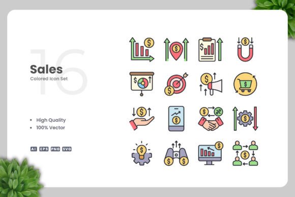 Sales Colored Icons - Clean Graphics for Modern Branding