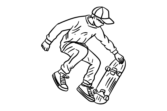 Teen Skater Doing an Ollie Doodle: Fresh Graphics for Bold Illustrations